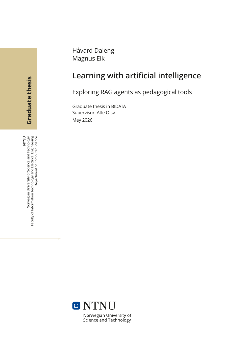 Title page of Learning with artificial intelligence
